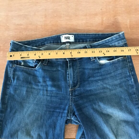 Paige Verdugo Ankle Jeans Women 32 Blue Destructed Mid Rise Distressed Preppy - Picture 9 of 13